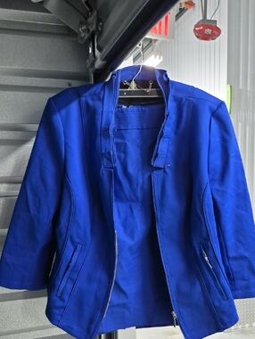White House Black Market Cobalt Blue Zip-Front Blazer